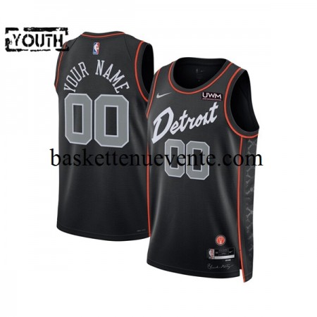 Maillot Basket Detroit Pistons Personnalisé 2023-2024 Nike City Edition Noir Swingman - Enfant